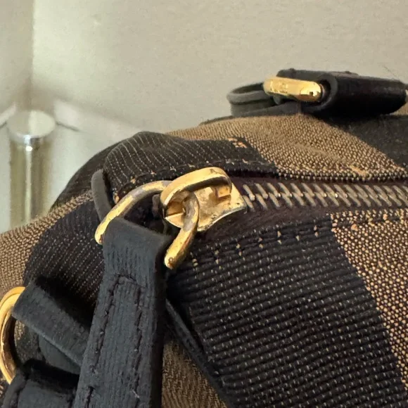 Fendi Striped Black and Brown Duffel Bag - Picture 8 of 15